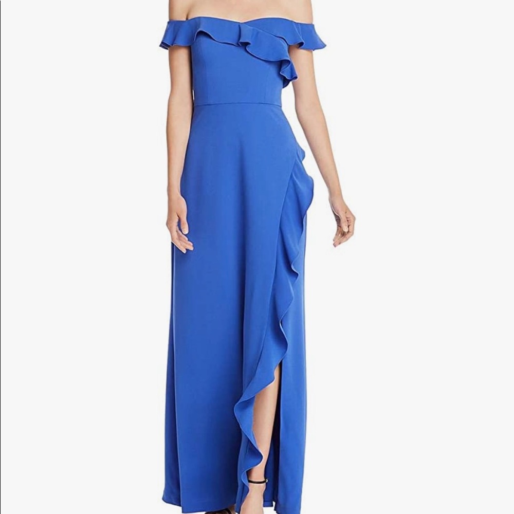 BCBGMAXAZRIA Eve Off Shoulder Ruffle Gown - Size 0